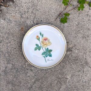 Vintage Yellow Rose with Gold Trim Trinket